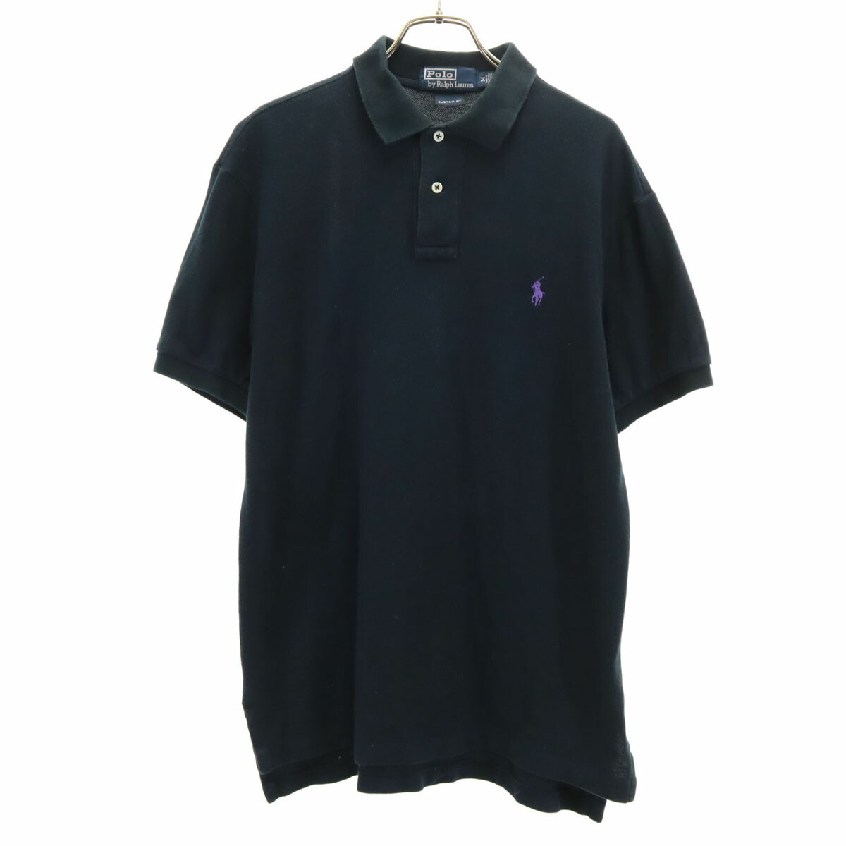 希少 美品 Ralph Lauren 黒 ポロシャツ 半袖 ロゴ ビーズ RALPH LAUREN ラルフローレン 半袖 ポロシャツ ビーズ ブラック