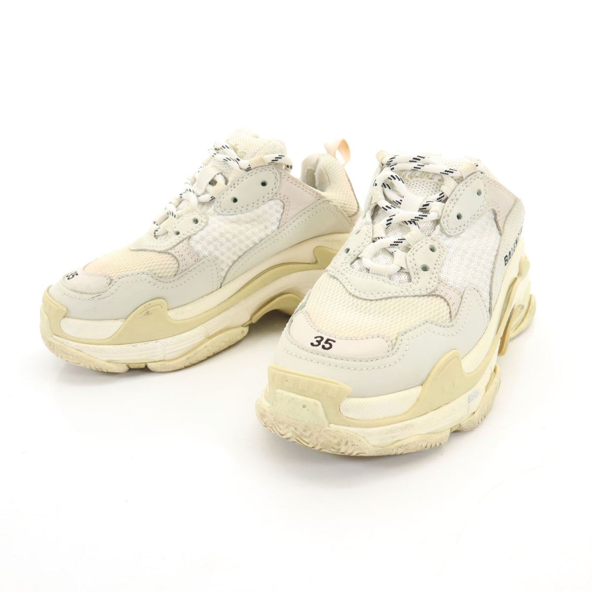 古着 BALENCIAGA バレンシアガ トリプルS スニーカー 23 象牙色 524036 レディース 【中古】 【PD】