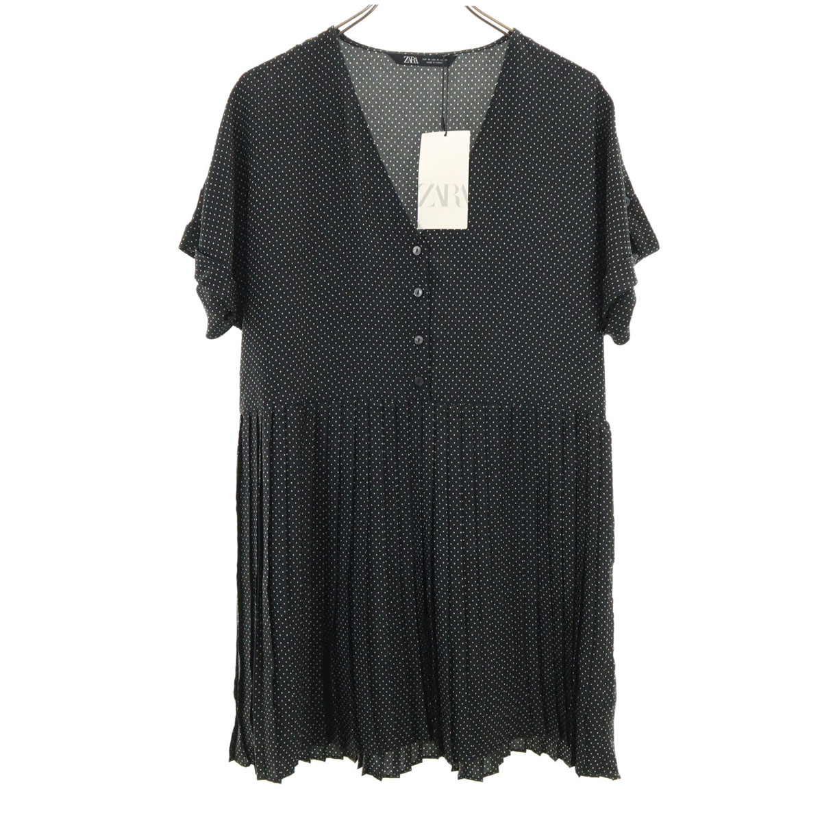 ZARAワンピース　新品未使用 ベルト付きプリント地ミディ丈ワンピース - マルチカラ― | ZARA