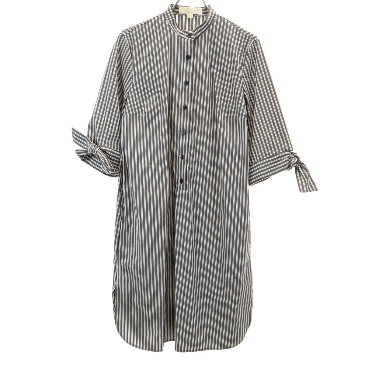 【美品】マイケルコース シルク100 半袖ワンピース リボンタイ シャギー S 美品】マイケルコース シルク100 半袖ワンピース リボンタイ