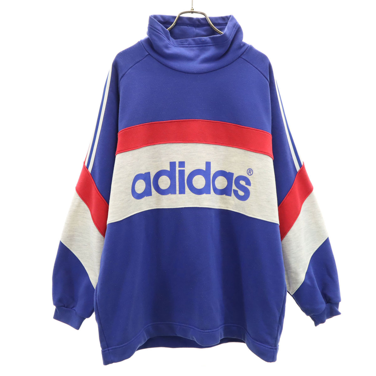 【デサント製、ツートンカラー】adidas刺繍ロゴスウェット古着ビンテージ長袖 80s90s デサント製 アディダス スウェット センターデカロゴ刺繍
