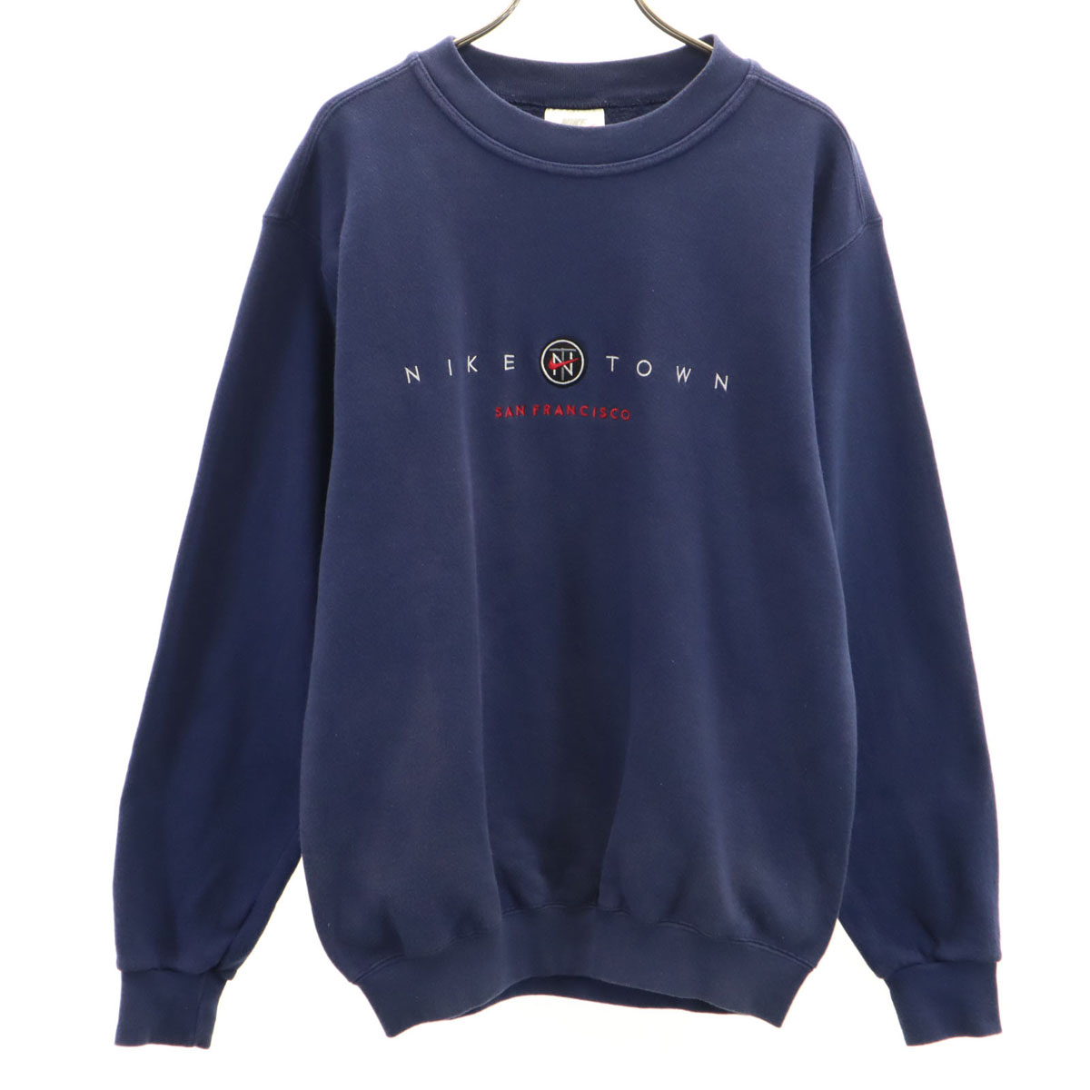 NIKE トレーナー XXL ホワイト 超美品 激レア 90s リブライン 古着 90s USA製 NIKE 「NIKE TOWN」 刺しゅう スウェット