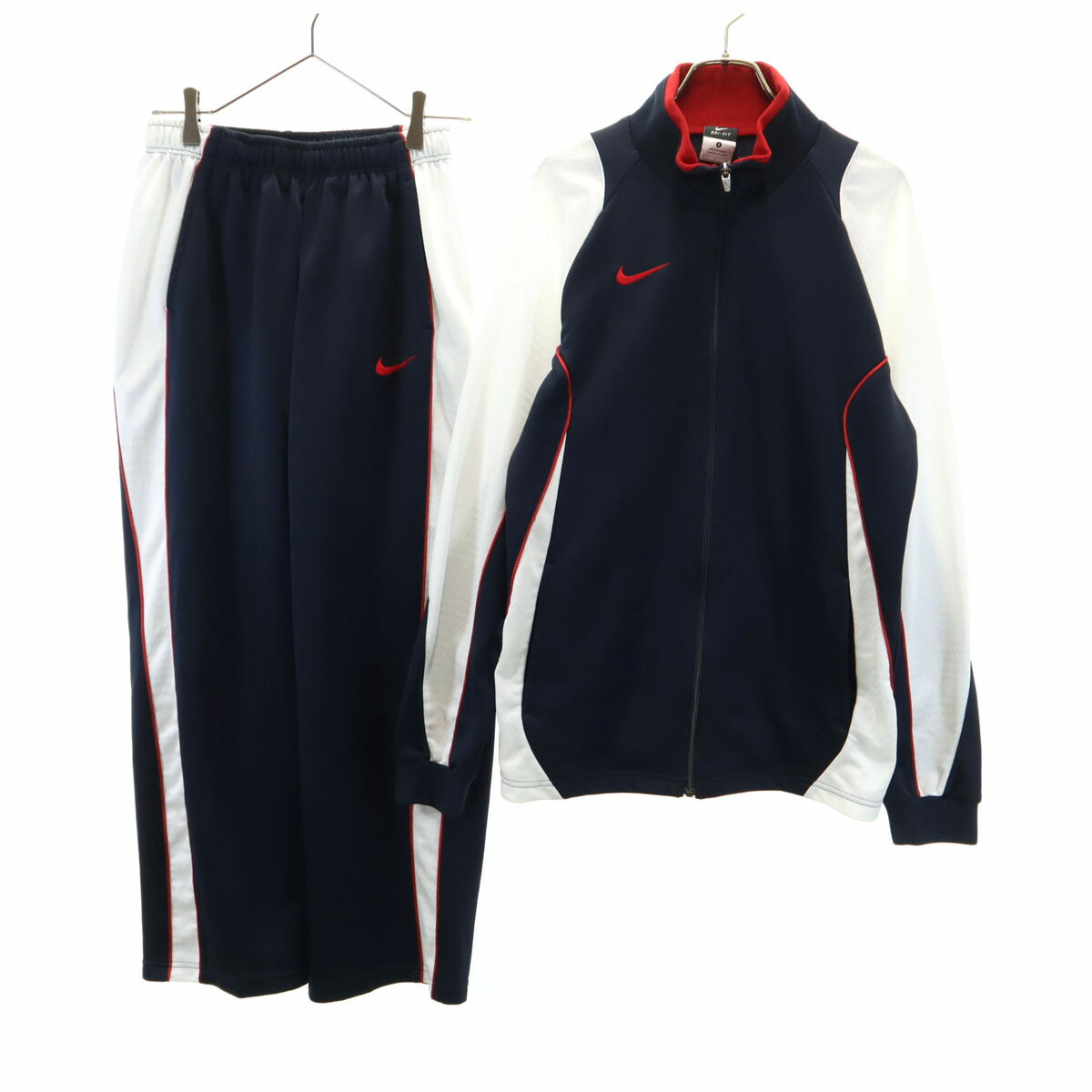 古*】様 Nike ナイロンセットアップ 古着 90s NIKE センター スウォッシュ 刺しゅう ハーフジップ