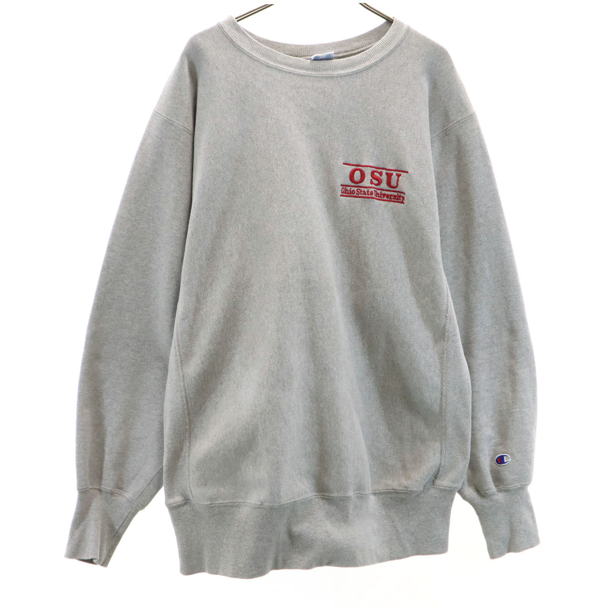 古着 Champion はやりっ児 90s USA製 年寄りの 刺しゅう引き舟 OSU 長袖 リバースウィーブ 汗水 調教師 XL 薄墨色 メンズ 【中古】 【PD】