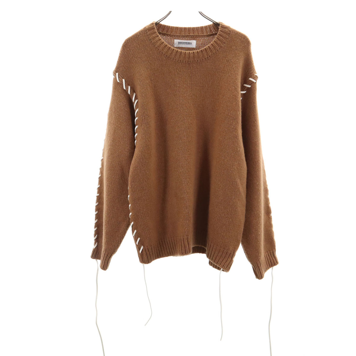 古着 DISCOVERED ディスカバード 23AW 日本製 長袖 レザールーピング スウェーター 3 赤銅色 編み物 メンズ 【中古】 【PD】 メンズファッション-トップス-ニット・セーター