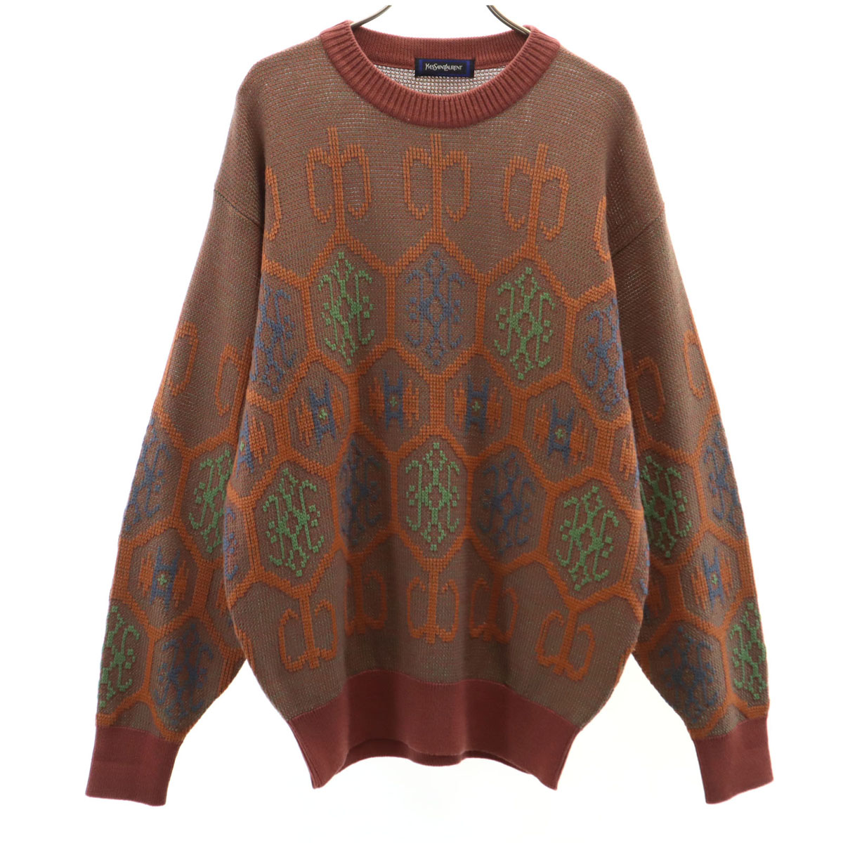 U2215*イヴサンローラン*総カシミア/リバーシブルマフラー/ストール/グレー/無地 古着 YVES SAINT LAURENT イヴサンローラン 90s