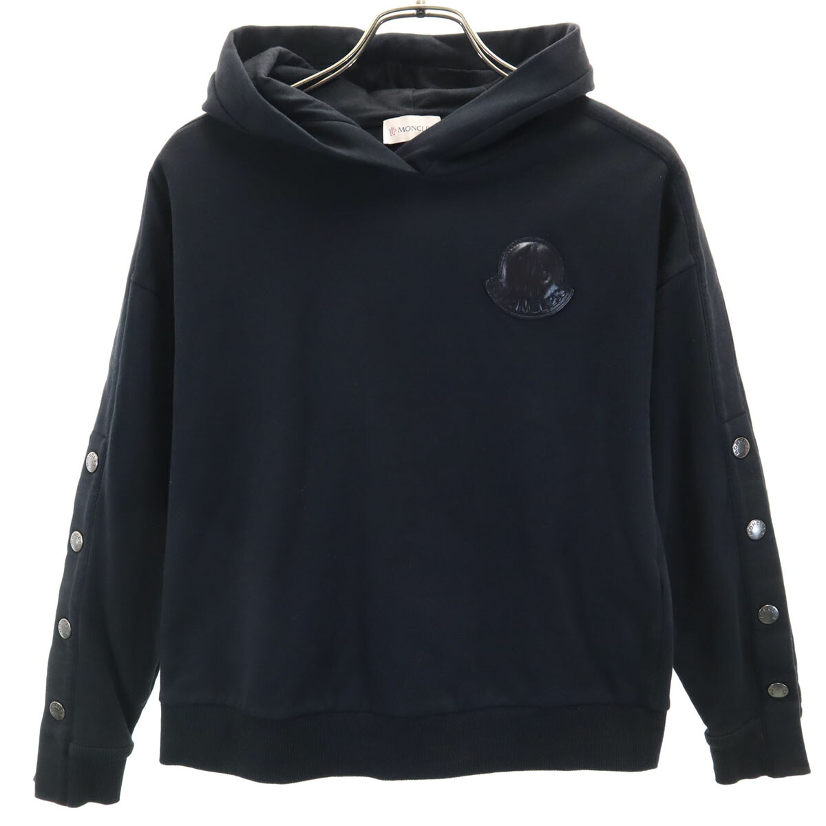 古着 MONCLER モンク軌跡 長袖 スウェットパーカー 10A 黒 ティーシャツ 裏起毛 キッズ 【中古】 【PD】