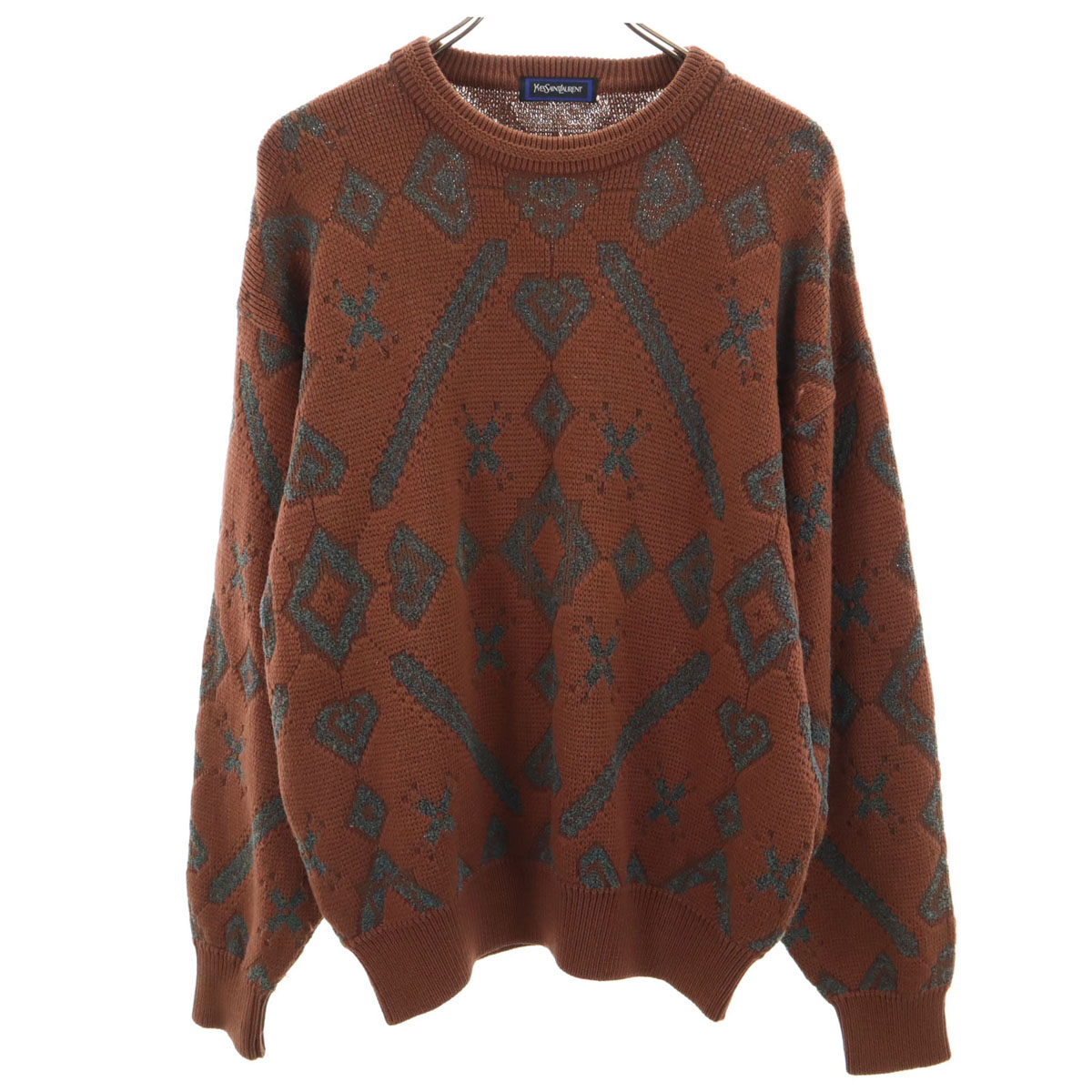 楽天市場】イヴサンローラン 90s ウール100％ Vネック 総柄 ニット L