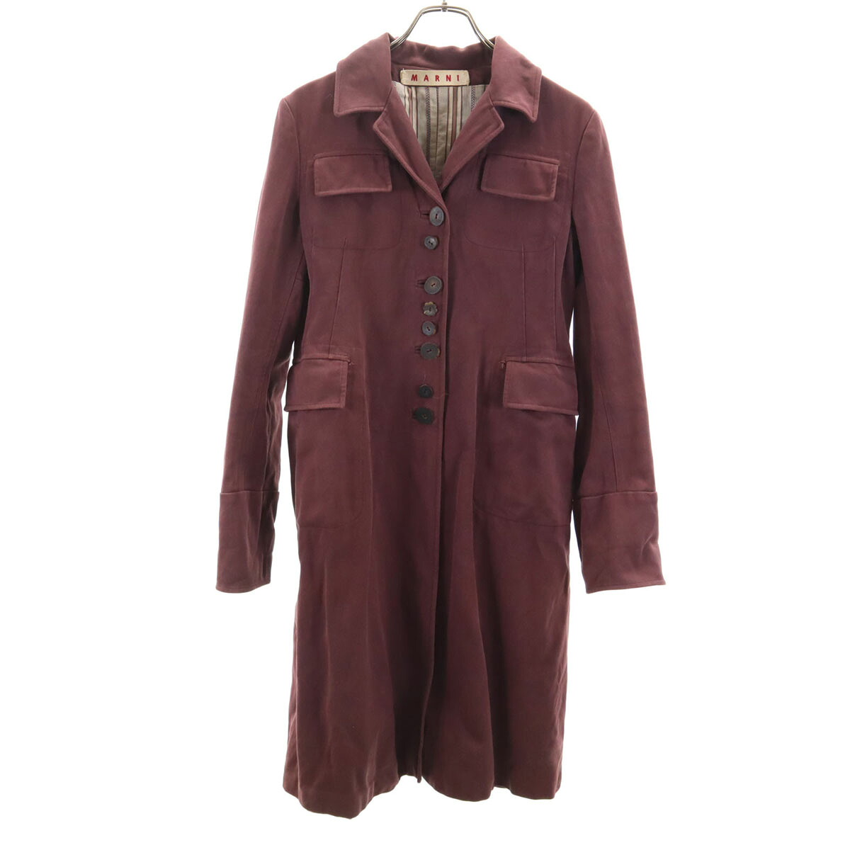 古着 MARNI マルニ イタリア製 ロング厚地の外套 42 パープル系 レディース 【中古】