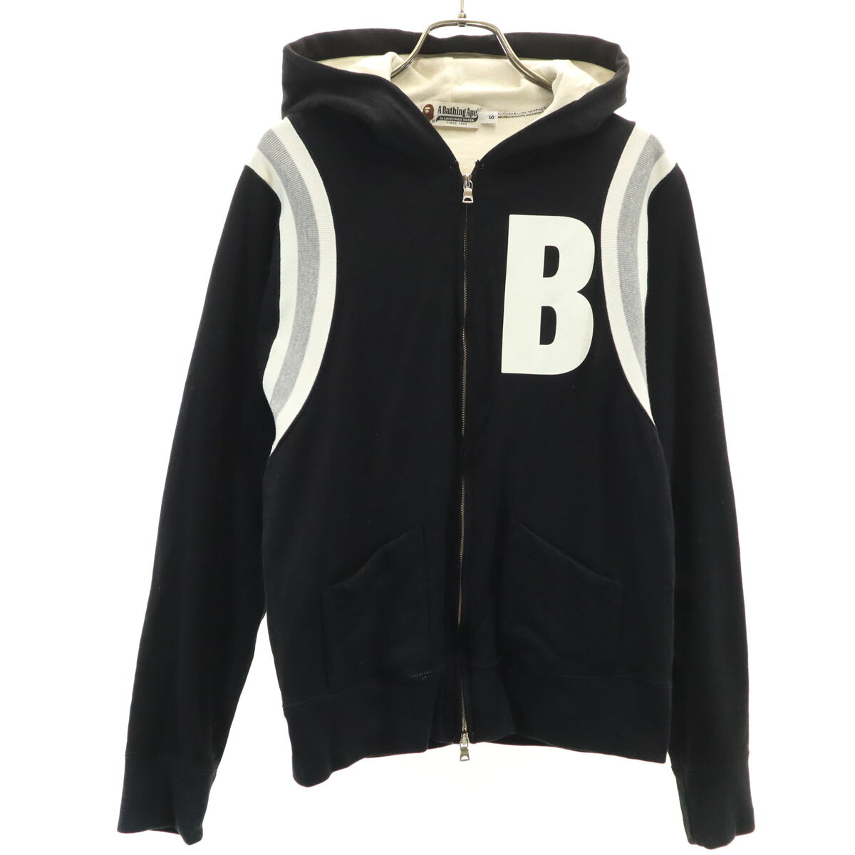 古着 A BATHING APE アベイシングエイプ 日本製 長袖 流汗 ジップパーカー S 黒いこと レディース 【中古】 【PD】 トップス-パーカー-レディースファッション