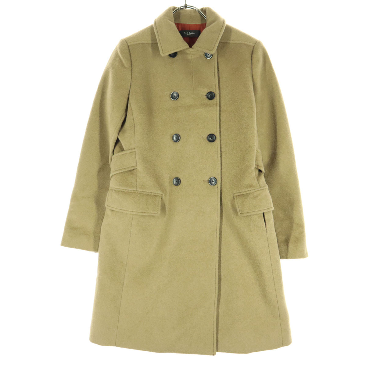 古着 美品 PaulSmith BLACK ポールスミスブラック 長袖 羊毛 ダブル名取り草 厚地の外套 40 赤銅色系 レディース 【中古】 【PD】