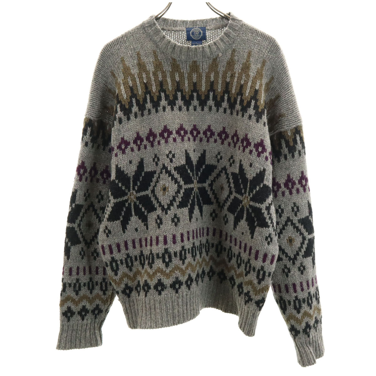古着 GAP ギャップ 80s ヴィンテージ 総柄 長袖 セーター L グレー ニット メンズ 【中古】｜古着、USED専門百貨店BIG2nd