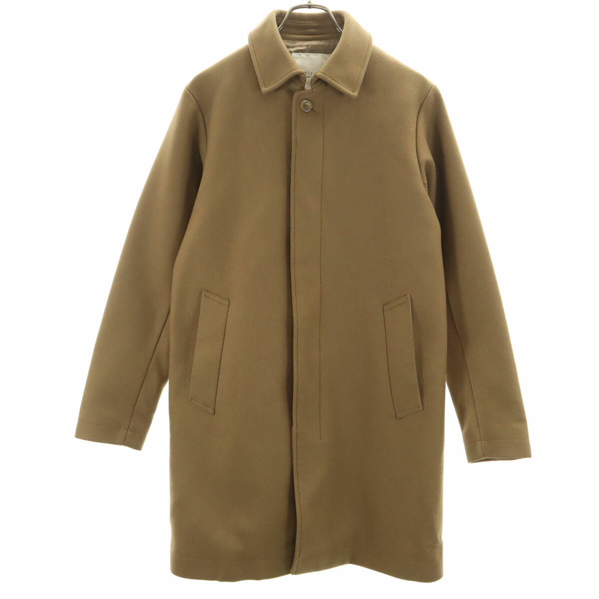 投売り!! EDIFICE ダブルメルトン フードステンカラーコートS　キャメル 投売り!! EDIFICE ダブルメルトン フードステンカラーコートS キャメル