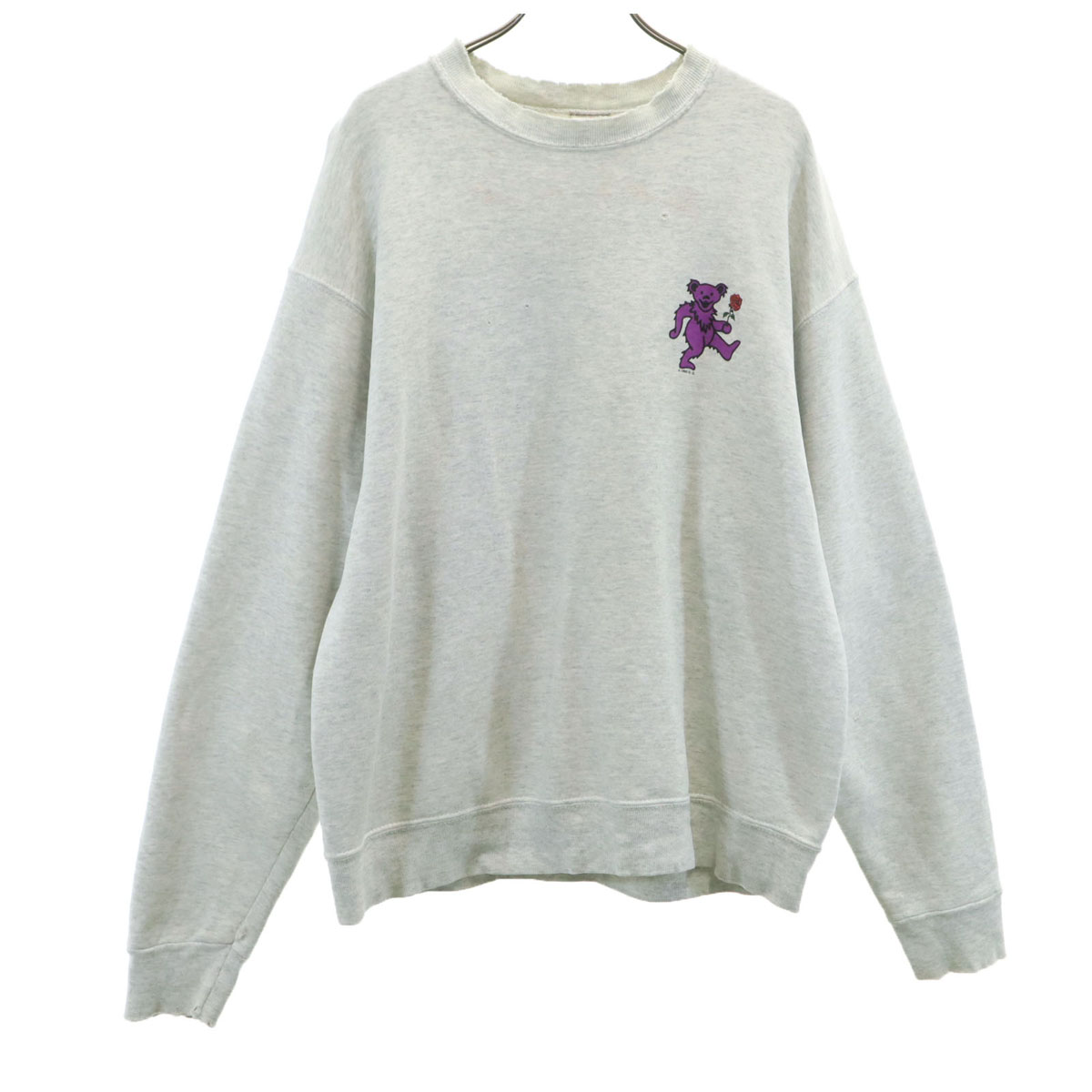 古着 FRUIT OF THE LOOM フルーツオブザルーム 90s USA製 年寄りの うしろ側刷り上げる グレイトフル デッドベア 長袖 流汗 調教師 L 薄墨色 ダンシング メンズ 【中古】 【PD】 トップス-メンズファッション-スウェット・トレーナー