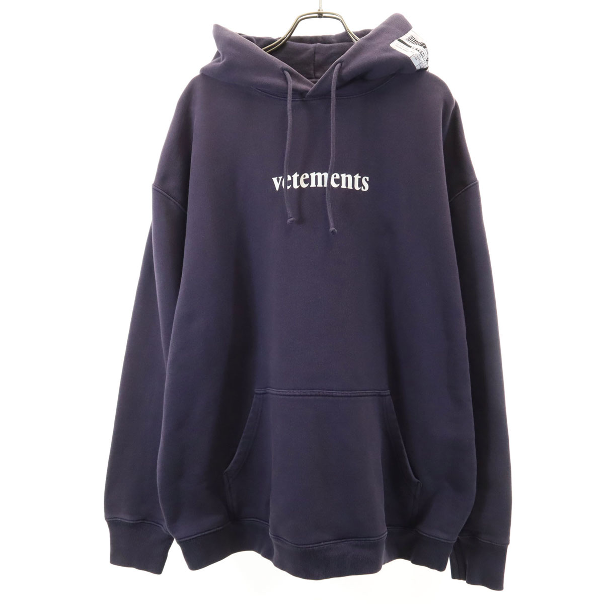古着 VETEMENTS ヴェトモン 長袖 バーコード継ぎ切れ スウェットパーカー M 米国海軍 ティーシャツ ユニ一発やる メンズ 【中古】 【PD】