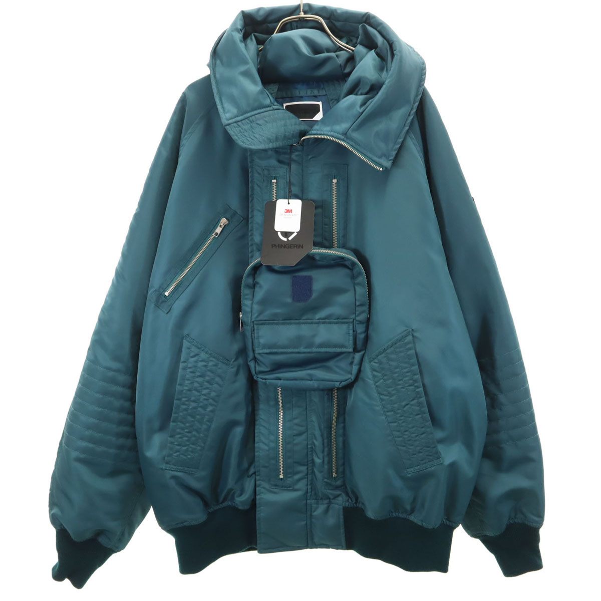 古着 未使用 PHINGERIN フィンガリン 24AW エレベーションシリーズ フーデッド ボンバー ジャケット XL 青緑系 中綿 メンズ 【中古】｜古着、USED専門百貨店BIG2nd