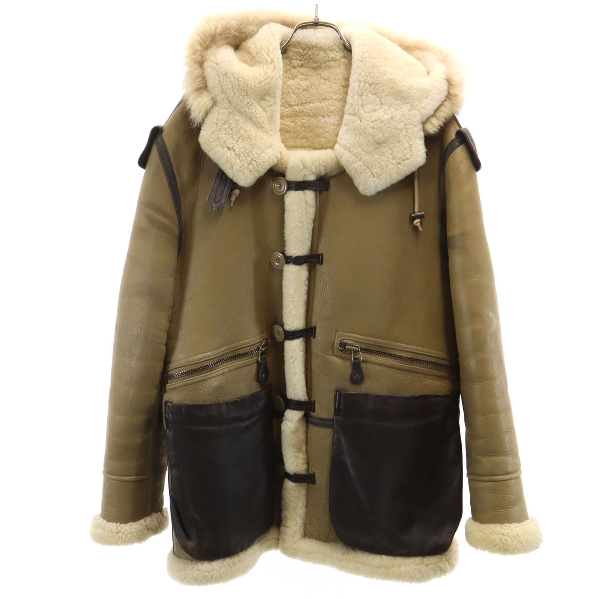 古着 MILITARY CLOTHING 韓国製 B-7 羊肉 飛翔上衣 S ベージュ 羊革 メンズ 【中古】