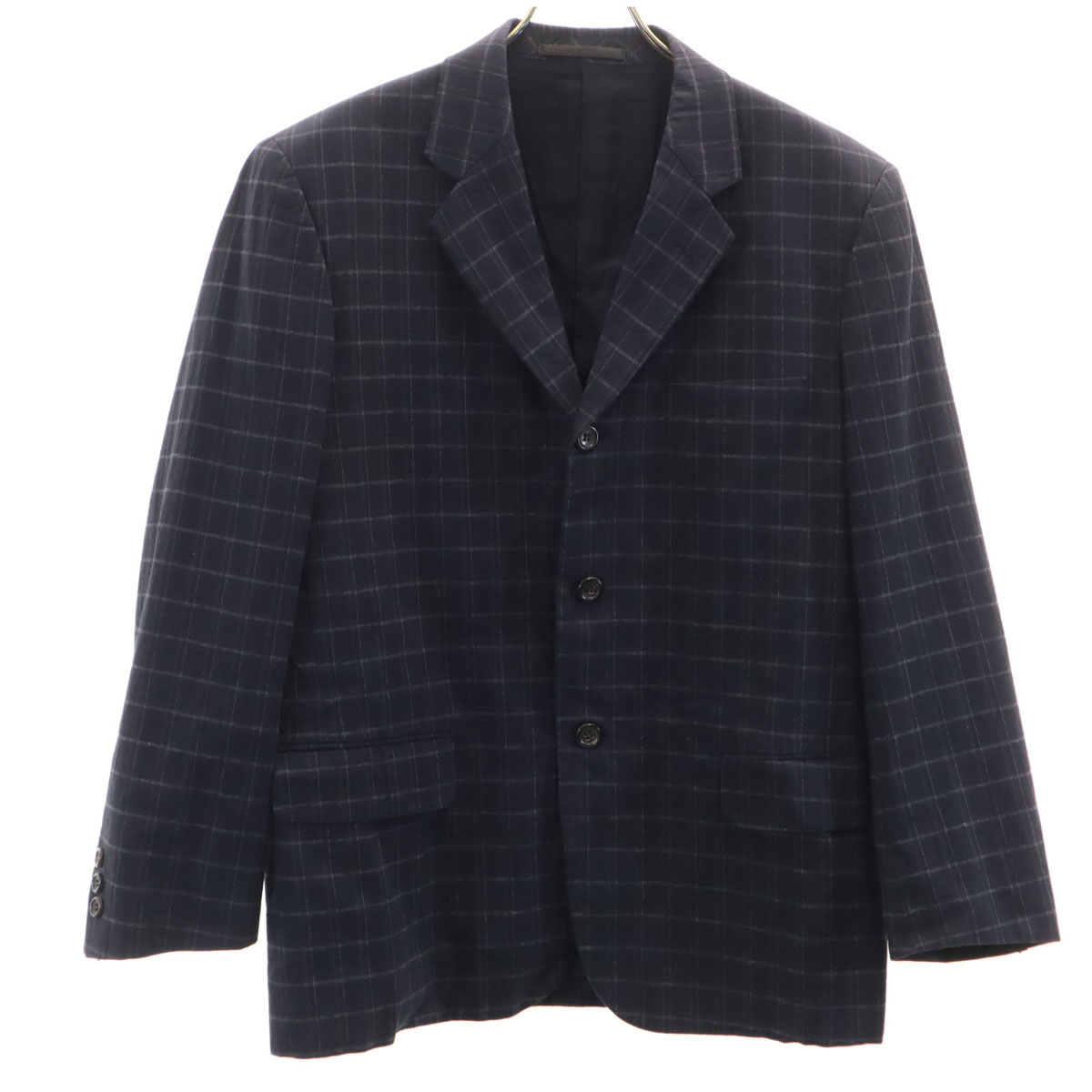 古着 COMME des GARCONS HOMME コムデギャルソンオム 90s 日本製 オールド チェック柄 テーラードジャケット S ネイビー メンズ 【中古】|古着、USED専門百貨店BIG2nd