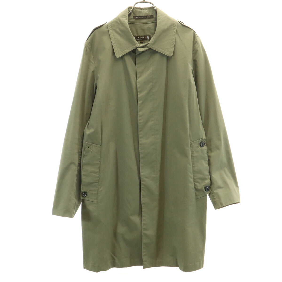 古着 Mackintosh マッキントッシュ スコットランド製 ステンカラー厚地の外套 38 オリーブ系 発条 レディース 【中古】