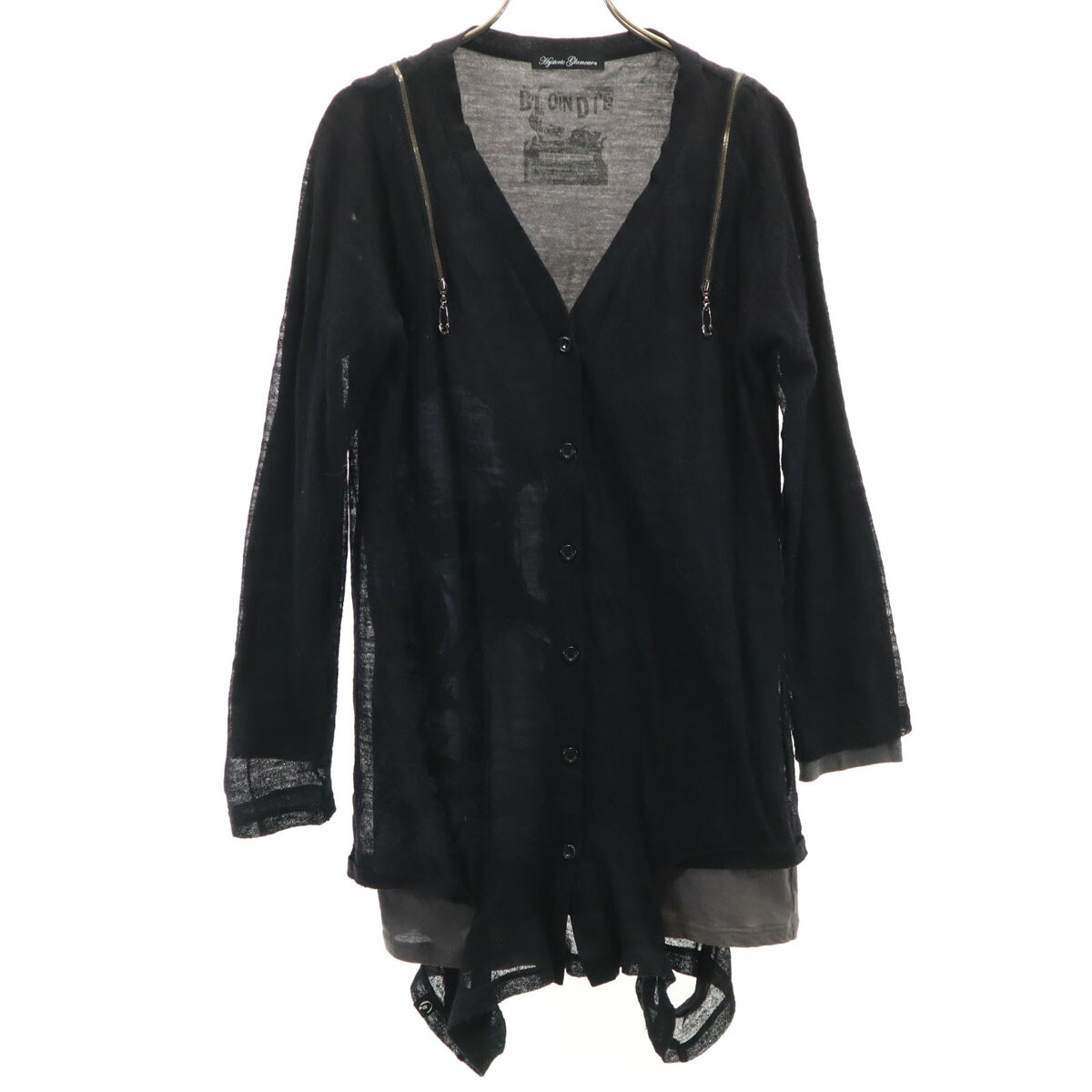 古着 HYSTERIC GLAMOUR ヒステリックグラマー 日本製 長袖 V首っ玉 花の冠yd ジレー FREE 黒いこと レディース 【中古】