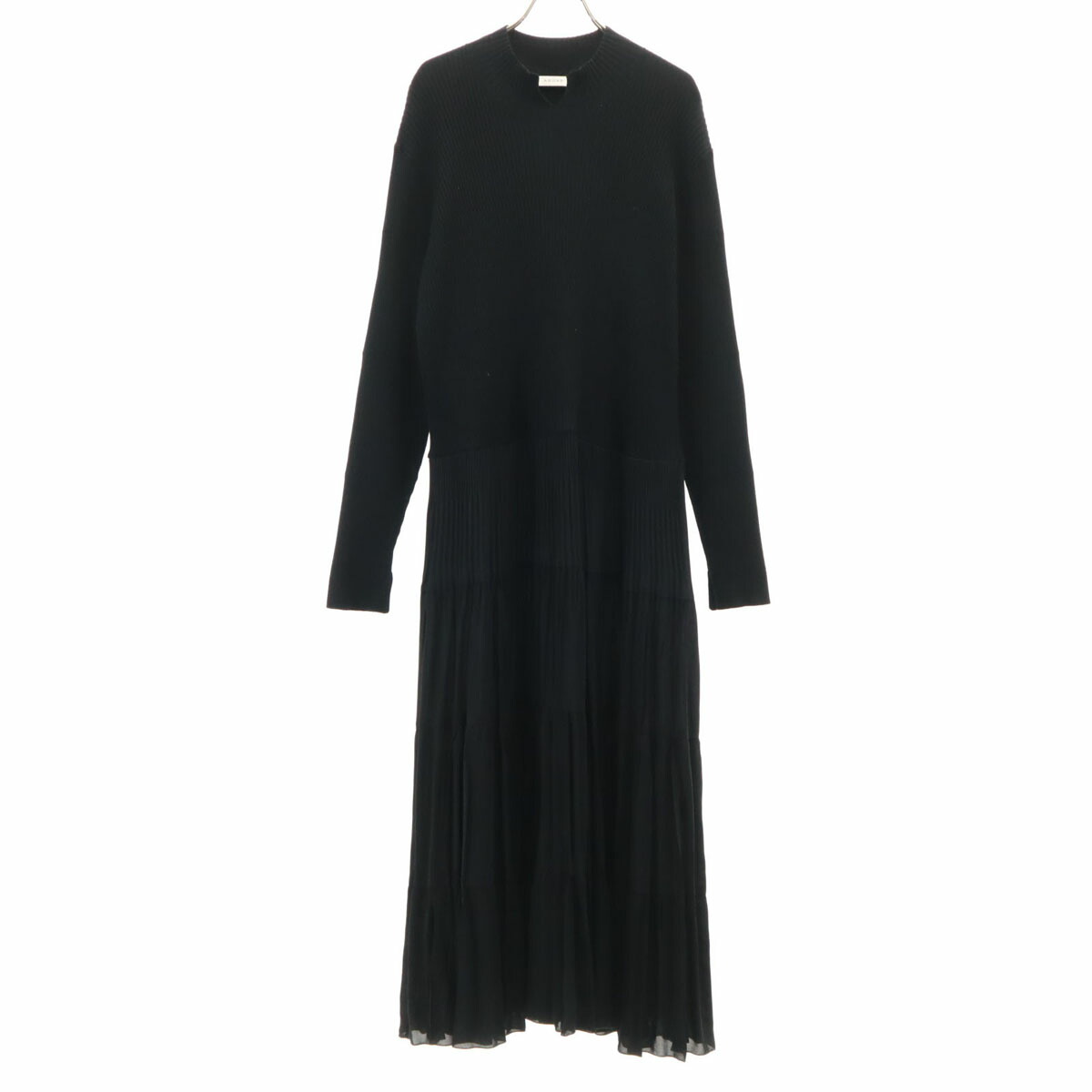 古着 ADORE アドーア 日本製 長袖 ティアード 編み物 縛 ロング衣装 38 黒いこと レディース 【中古】