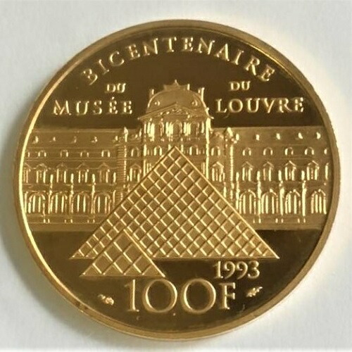 Peuple 金貨と銀貨 純金アクセの Space ルーブルシリーズ フランス金貨100フランコインです 民衆を導く自由の女神 コイン 金 リバティ 100フラン金貨 地金 リバティ Liberte Guidant La ジュエリー ルーブル 1993年 Le 金貨 フランス