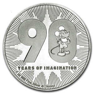 銀貨 純銀コイン ミッキーマウス 誕生90周年記念銀貨 1オンス 2018年製 クリアケース入り<br>純銀 銀 シルバー コイン 品位 99.9% 硬貨 貨幣 記念コイン disney mickey ディズニー《安心の本物保証》【保証書付き・巾着袋入り】