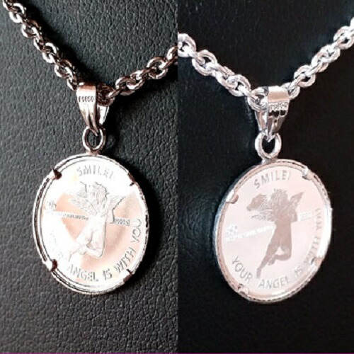 楽天市場 プラチナ ネックレス コイン Pamp エンジェルプラチナ 1 25オンス プラチナ850ツメ枠 コインペンダント ペンダントトップ チェーンなし 金貨と銀貨 純金アクセの Space