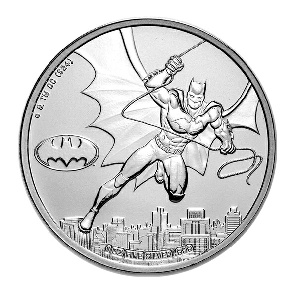 【純銀コイン】コミックス バットマン銀貨 1オンス 2024年製 クリアケース入り 純銀 コイン サモア発行 31.1g 品位：99.9% バッドマン コミック版 令和6年 Slver Coin｜金貨と銀貨＆純金アクセの-SPACE-