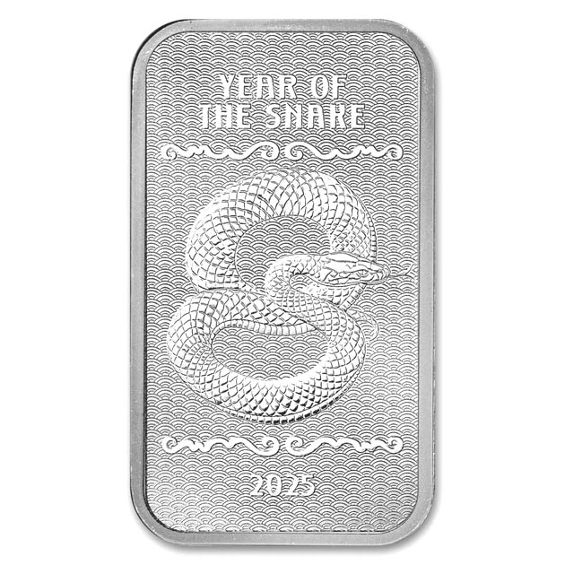 【純銀バー】干支ヘビ シルバーバー 1オンス 2025年製』純銀 インゴット サンシャイン ミント発行31.1g 品位:99.9% 延べ棒 シルバー 干支 十二支 蛇 ヘビ 巳年 スネーク 令和7年 Silver Ingot|金貨と銀貨&純金アクセの-SPACE-