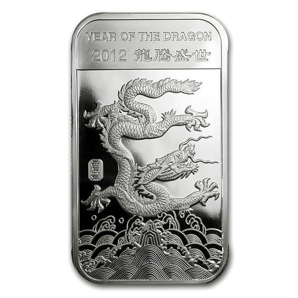 【新品】※ポスト投函※『干支龍 ドラゴン シルバーバー 1/2オンス 2012年製』純銀 インゴット サンシャイン ミント発行 15.55g 品位:99.9％ 純銀 インゴット 延べ棒 銀 シルバー 干支 十二支 辰 竜 龍 平成24年 辰年 Silver《安心の本物保証》【保証書付き・巾着袋入り】