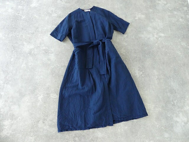 homspun(ホームスパン) コットンリネンシャンブレーノーカラー比翼  