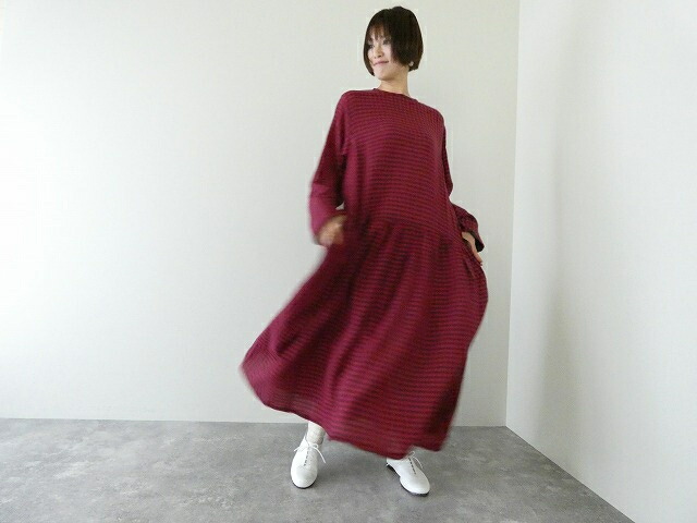 【SALE】【SALE】ichi(イチ) ウールガーゼギンガムワンピース(250429)