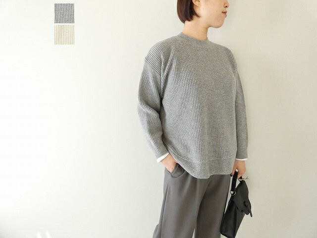 【SALE】【SALE】sabbatum(サバタム) メリノスラム畦編みヘムラウンドプルオーバー(SA-36222)