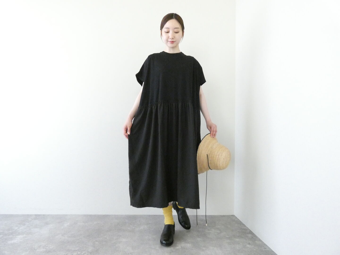 sabbatum(サバタム) 天竺バイファブリックロングワンピース(SA-37108)