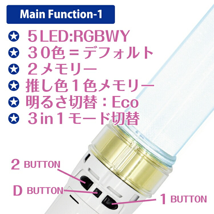 SParKING-RGBWY(スパーキング)キラキラスティックWL30色5LED(RGBWY)搭載超高輝度単4電池式-WHITE(SParkON)