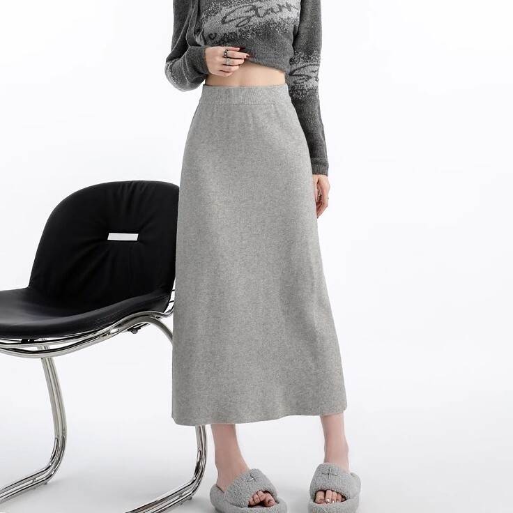 レディース タイトスカート ロング丈 細身 Aライン 大人可愛い きれいめ シンプル カジュアル 上品 おしゃれ かっこいい こなれ感 ラフ クール モード系 都会的 とろみ感 キュート ベーシック ニット 無地 秋 冬 グレー 黒 ベージュ S M L XL 送料無料