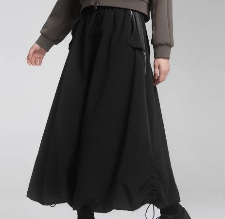 レディース スカート ファスナー ポケット ストレッチ 大人可愛い きれいめ シンプル カジュアル おしゃれ かっこいい レトロ マニッシュ ボーイッシュ スポーティー ルーズ 学生風 アメリカン プレッピー カントリー 無地 定番 黒 サイズ S M L 送料無料
