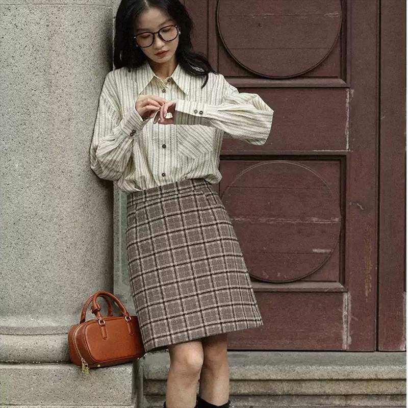 レディース スカート ボトムス 膝丈 膝上 フェミニン かわいい 大人可愛い きれいめ シンプル カジュアル おしゃれ レトロ こなれ感 ラフ 個性的 エレガント モダン 抜け感 キュート ナチュラル チェック OL 通勤 デート お出かけ 旅行 レストラン 女子会 休日 ホテル