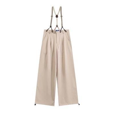 パンツ ボトムス ロングパンツ サスペンダー レディース ワイドパンツ ワイド タック ポケット ドロスト シンプル カジュアル 上品 おしゃれ こなれ感 メンズライク ボーイッシュ 無地 春 秋 冬 ママ 学生 学校 通学 デート お出かけ アウトドア イベント 旅行 公園