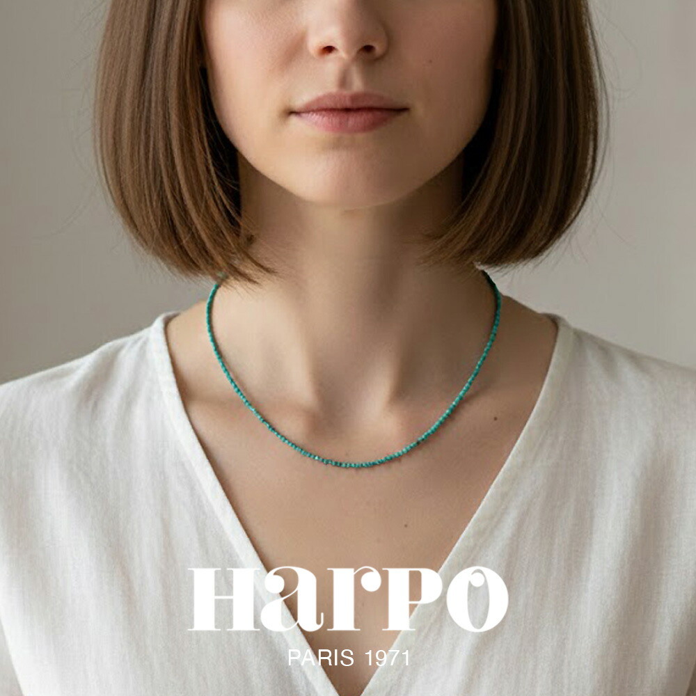 HARPO アルポ【CO239】ターコイズ ビーズ ネックレス Turquoise Beads Necklace インディアンジュエリー フランス パリ レディース ハルポシンプル 天然石｜Sparkle 店