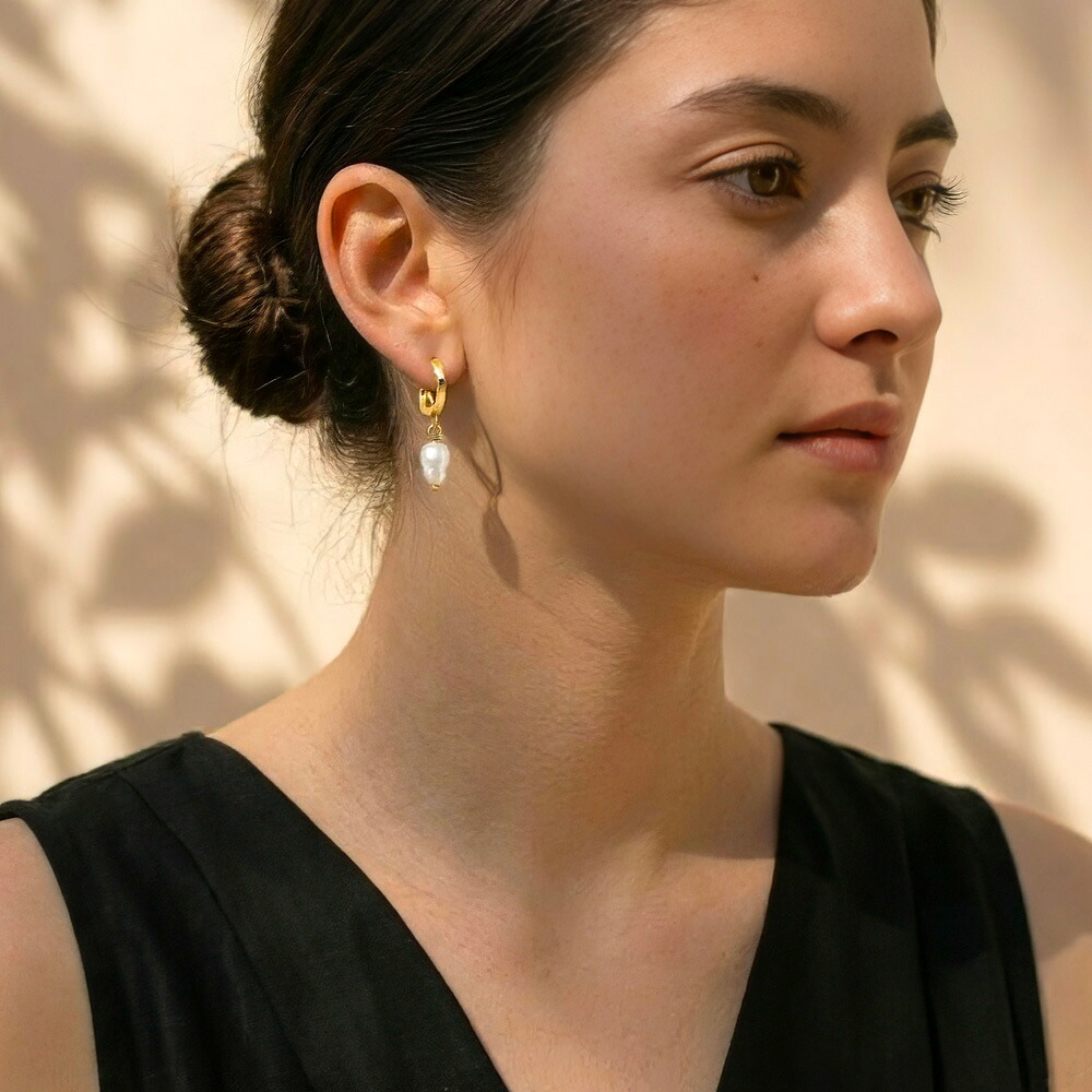 HERMINA ATHENS ヘルミーナ アテネ PEARL DROP MINI HOOPS パール ドロップ ミニ フープ ピアス イヤリング 真珠 ぶら下がり
