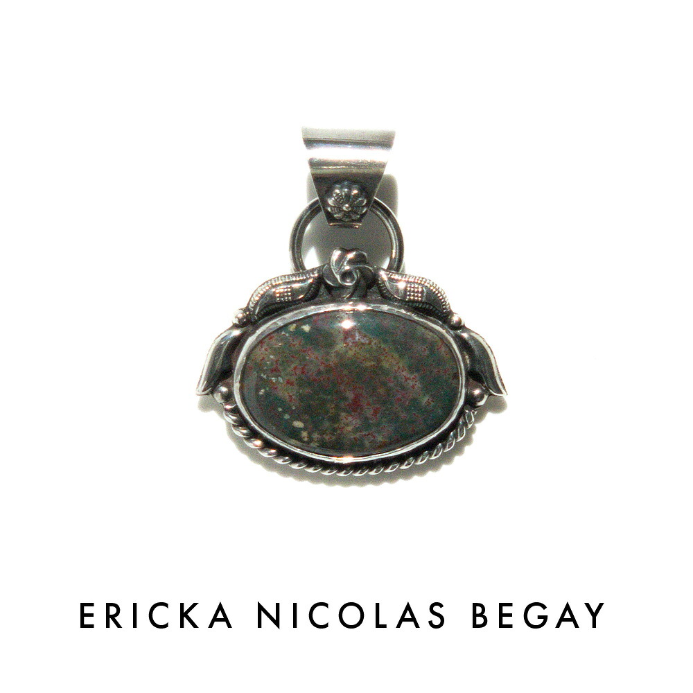 ERICKA NICOLAS BEGAY エリッカ ニコラス ビゲイ 06 Bloodstone Pendant Top ブラッドストーン ペンダントトップ ナバホ族 天然石 シルバー インディアンジュエリー メンズ レディース パワーストーン ブラウン のみ ブランド