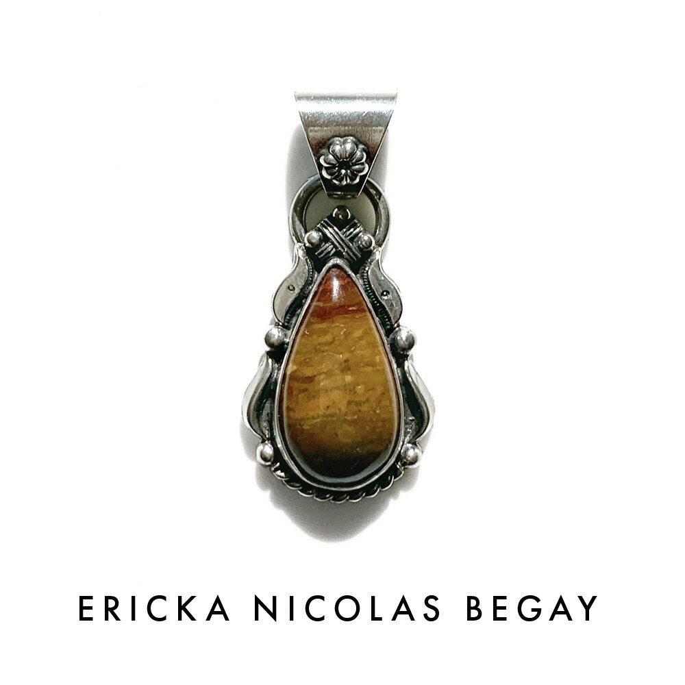 ERICKA NICOLAS BEGAY エリッカ ニコラス ビゲイ 05 Ocean Jasper Pendant Top オーシャン ジャスパー ペンダントトップ ナバホ族 天然石 シルバー インディアンジュエリー メンズ レディース パワーストーン ブラウン のみ 大きめ ブランド|Sparkle 店