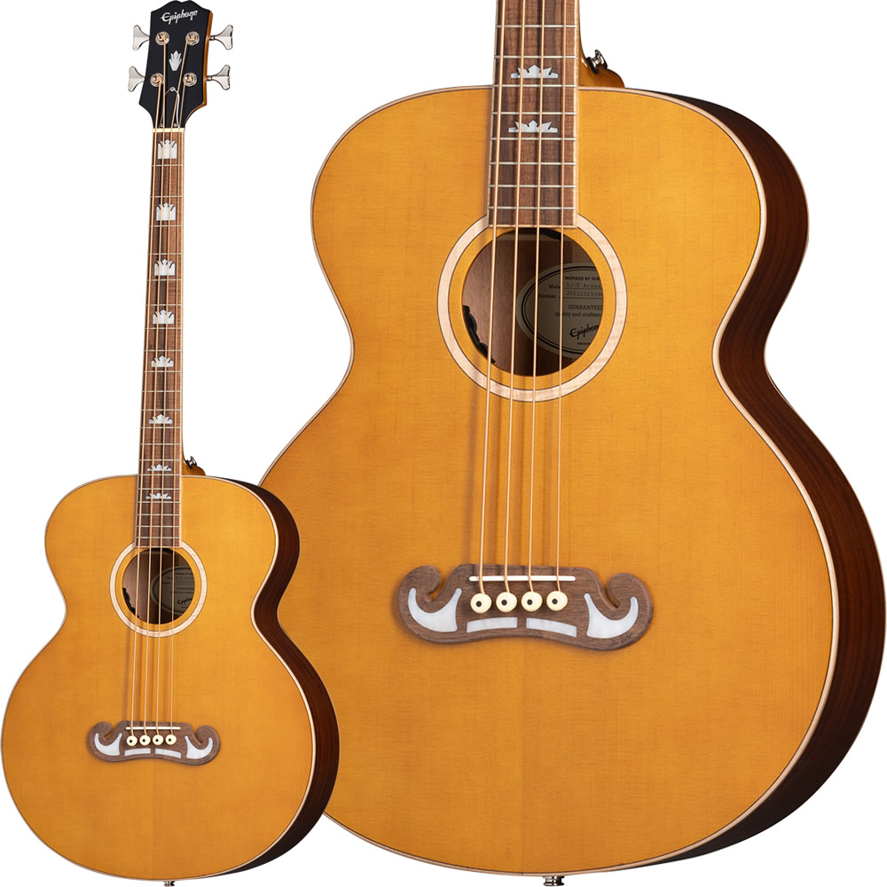 Epiphone El Capitan J-200 Studio Bass (Aged Vintage Natural) [Fishman プリアンプ搭載エレアコベース] 【 エピフォン インスパイアド バイ ギブソン アコースティック エル キャピタン J200 スタジオ ベース エイジド ヴィンテージ ナチュラル エレアコベース 】｜Sparkpulg.tokyo