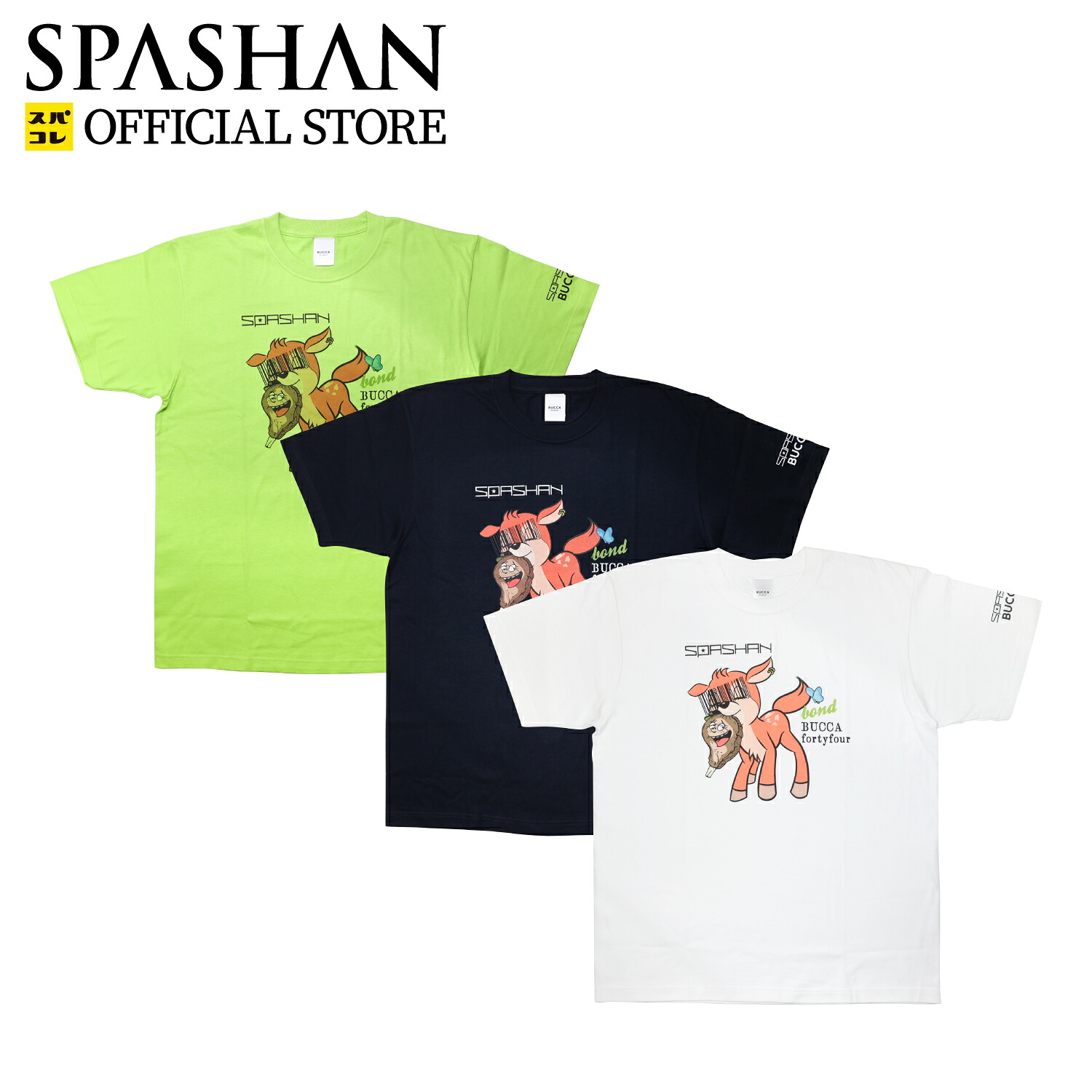 スパシャン メーカー直販 公式ストア コラボTシャツ バンビデザイン ブッカ44 BUCCA44 bucca44 ホワイト イエロー ブルー Tシャツ コラボ 半袖 カジュアル メンズ レディース コットン 夏 秋 春 おしゃれ 大きいサイズ 数量限定