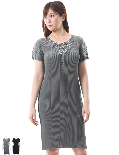 楽天市場 Specchio 公式店 スペッチオ シャトルプリーツ スパンコール刺繍 膝丈 半袖 ワンピース フォーマル Specchio スペッチオ