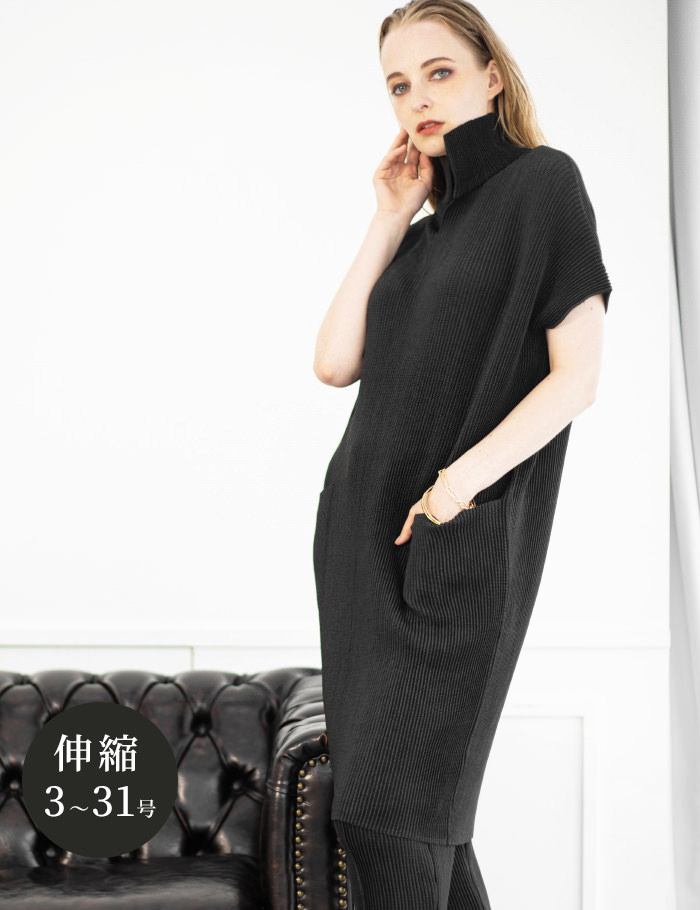 スペッチオ SPECCHIO シャトルプリーツ ドルマンチュニックワンピース