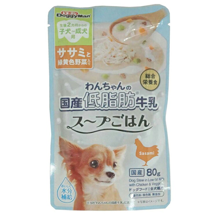 JL ドギーマン わんお父ちゃんの国産低あぶら身乳汁吸いものごはん ササミと緑黄色草片入り口・入口80g   【60個】