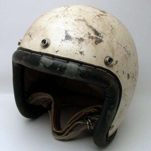 50\u0027s McHAL SPEEDWAY 革巻リム すべり出し型 WHITE 58珊 【外国で直輸入中古品】スモールジェットヘルメットオープンフェイスアメリカンマックホールホワイト白いことM大きさ